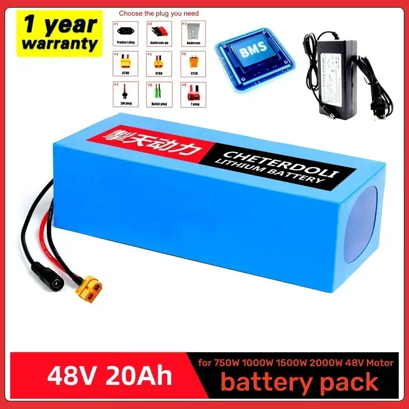 

48V 20ah 1500W battery pack 48V 32ah 24ah 18ah 15ah 18650 Lithium Batteries for 54.6v 750W 1000W motor