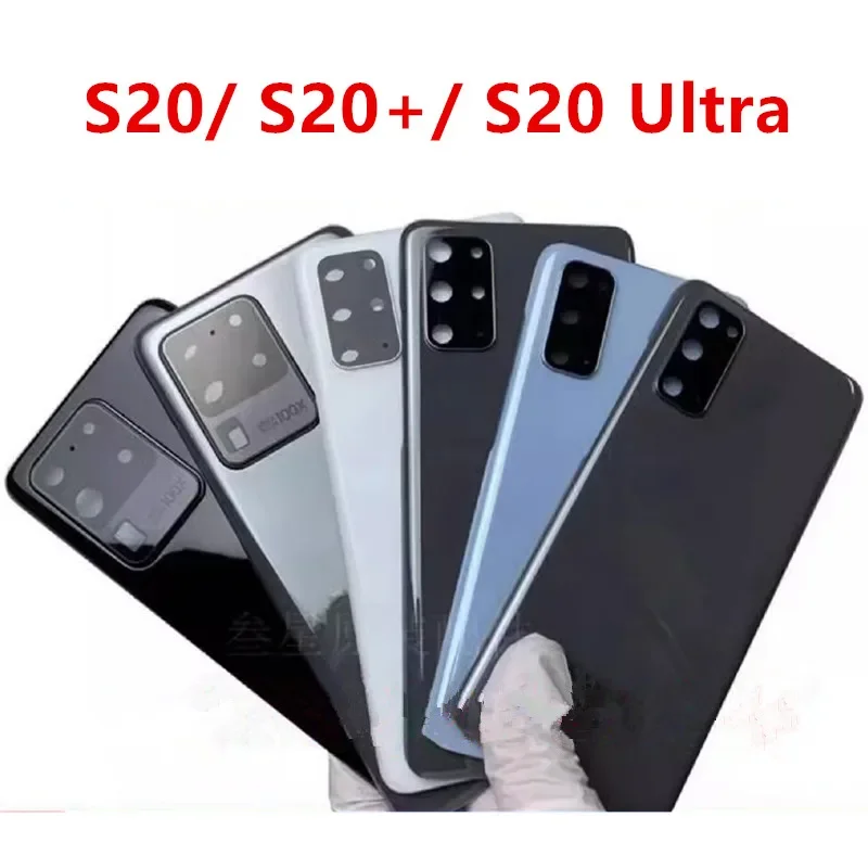 S20Ultra Housing For Samsung Galaxy S20 Plus Ultra Glass Battery Back Cover Repair Replace Door Phone Rear Case + Camera Lens