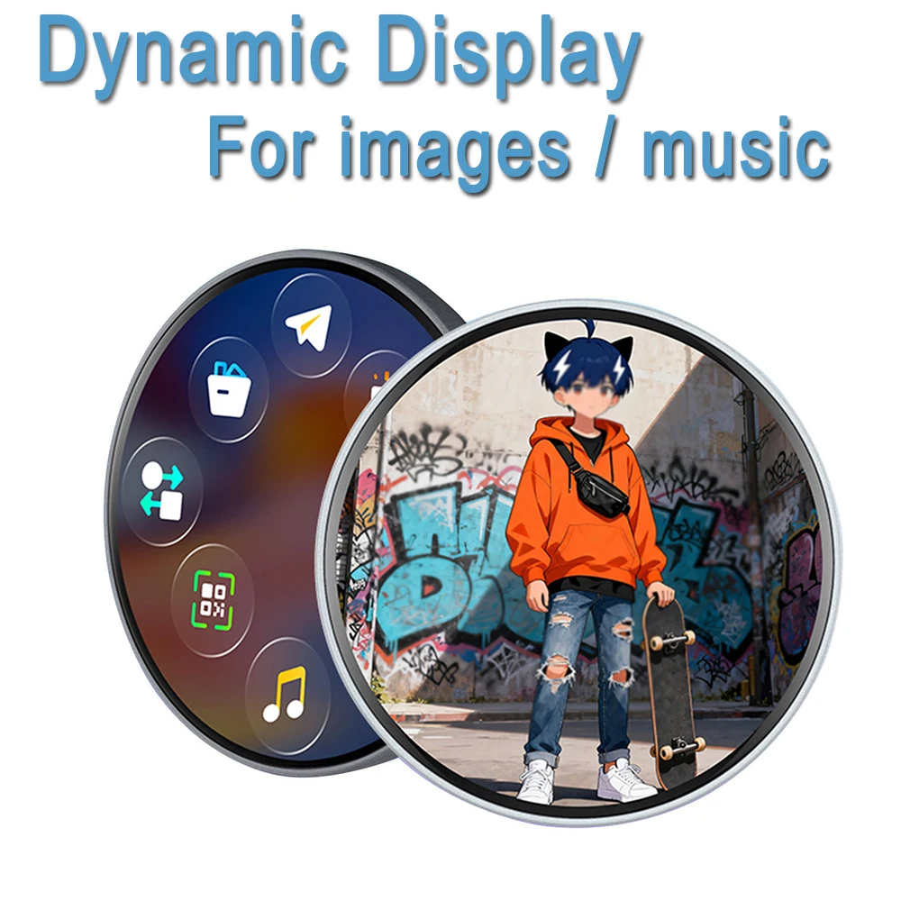

Digital Badge HD Display 1.85-inch Touch Screen Badges Pin for Music & 2D Photos Display Smart Cyber Badge E Badge Gifts