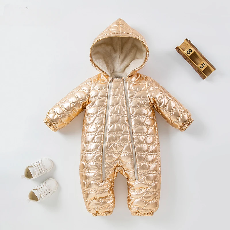 

Autumn Winter New Sweetheart Baby Children's Stamped Hooded Cotton Clothes Plushed Warm Boys' Long sleeved Cotton Coat jumpsuit