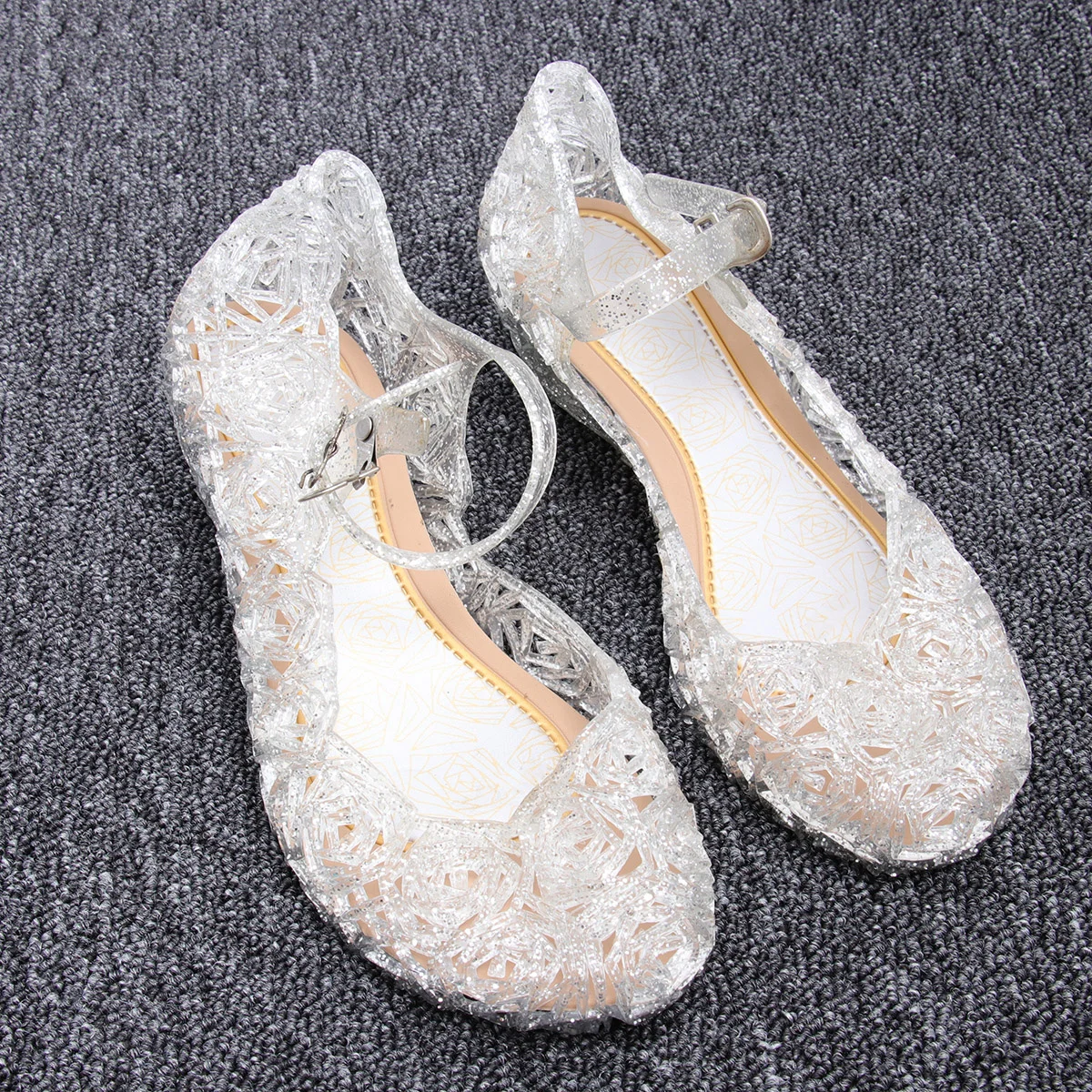 

1 Pair of Baby Girl Sandals Little Girl High Heel Jelly Sandals Summer Shoes - Size 25 (White)