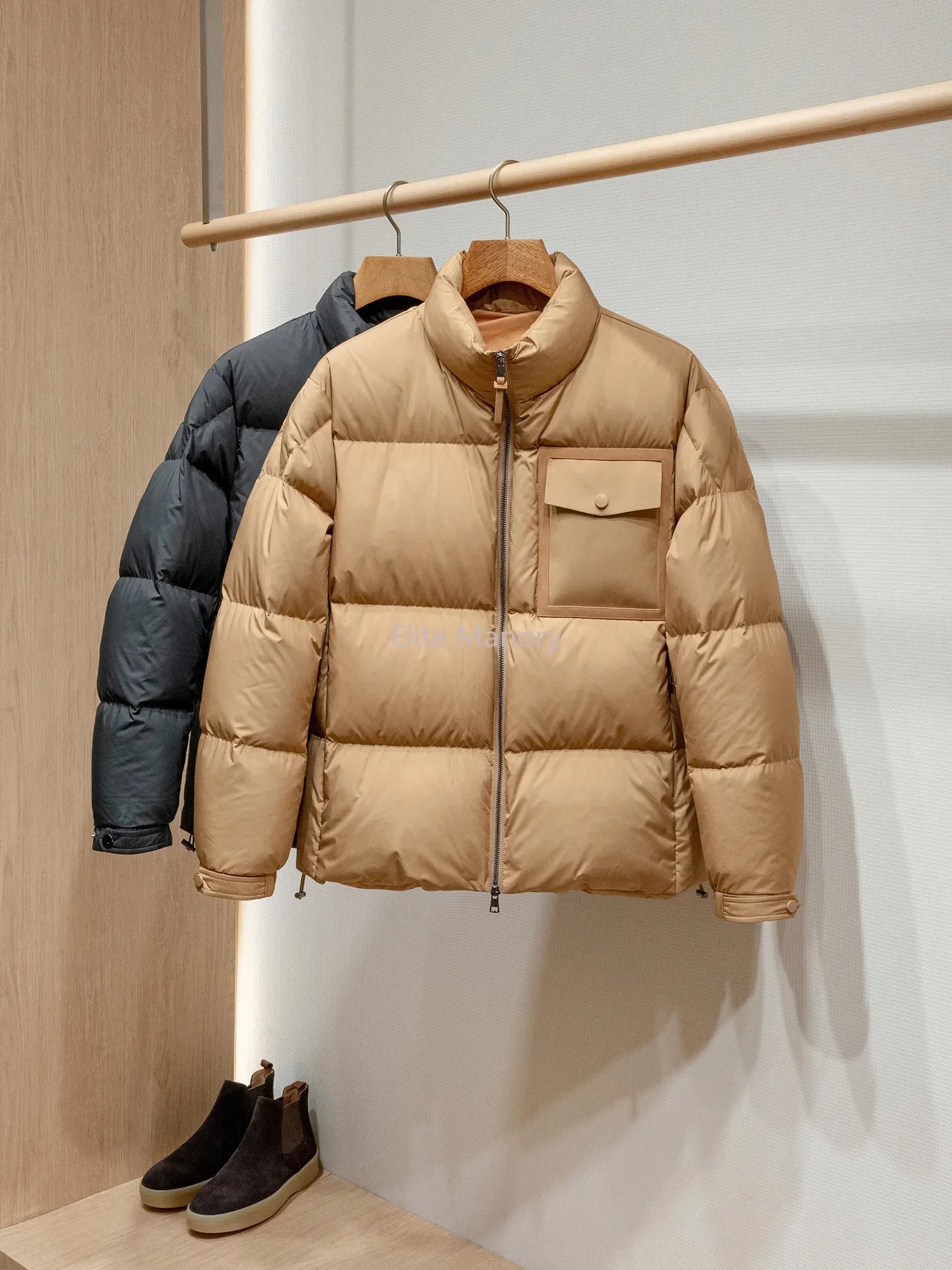 Three-proof fabric 90 white duck down thermal lock temperature stand-up collar bread down jacket