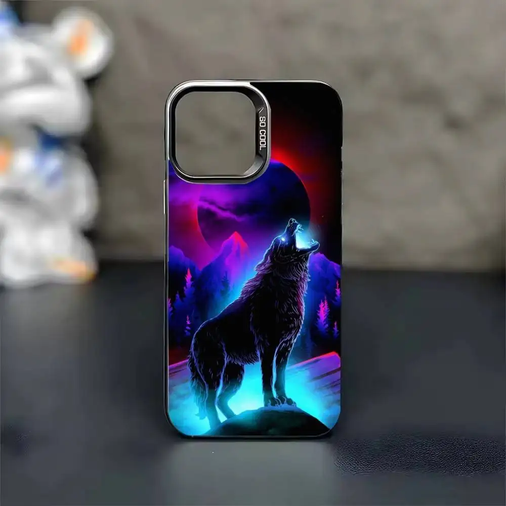 Alpha S-Sigma Wolf Telefoonhoesje voor iPhone 17 16 15 14 13 12 11 Pro Max Plus Zilver Mat Zwart Cover