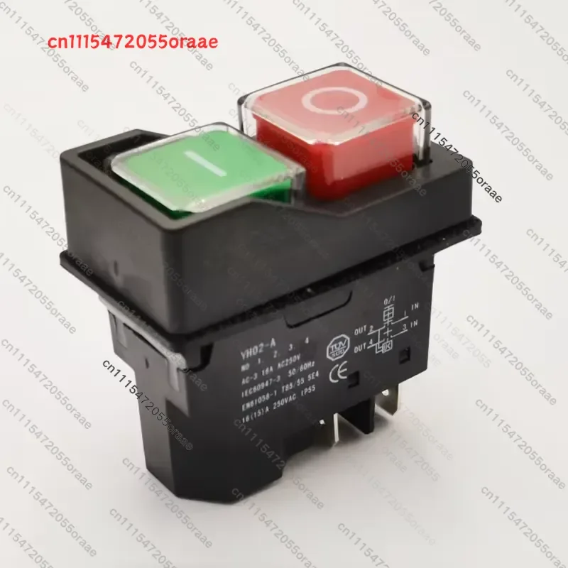YH02-A 4Pins/5Pins Electromagnetic Starter Push Button Switches 16A AC250V IP55 Waterproof Machine Garden Tool Can Replace