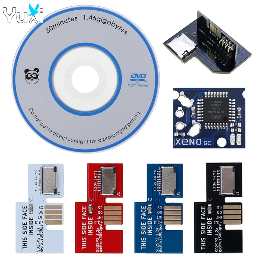 YuXi SD2SP2 Pro SD Card Adapter Load SDL Micro SD Card Reader + Xeno GC Chip + Swiss Boot Disc Mini DVD For Gamecube NGC