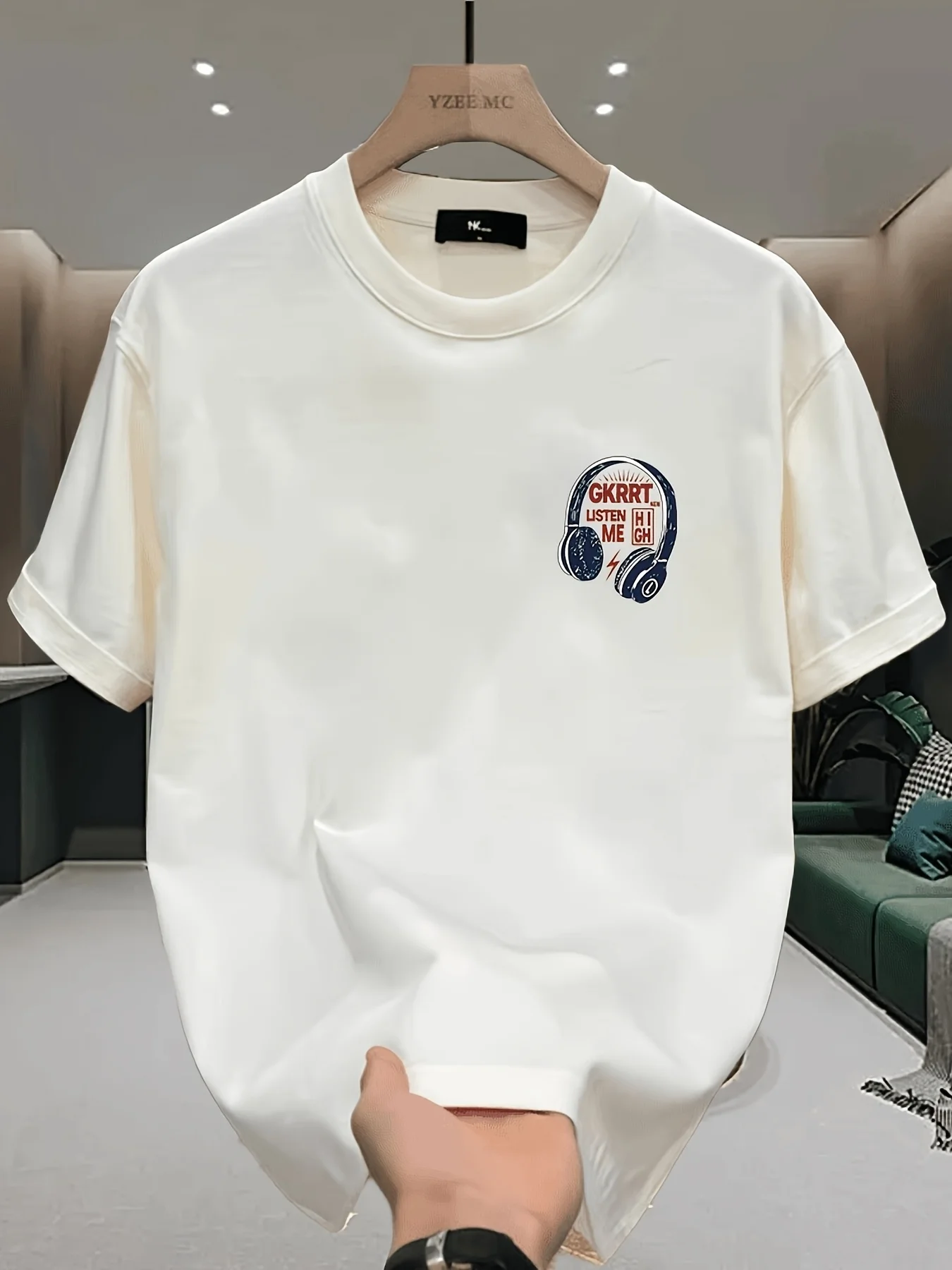 Music Headset T-Shirt Summer Mens Tracksuit O-Neck Short Sleeve Pullover Top Breathable Sportswear Harajuku Fashion Streetwear