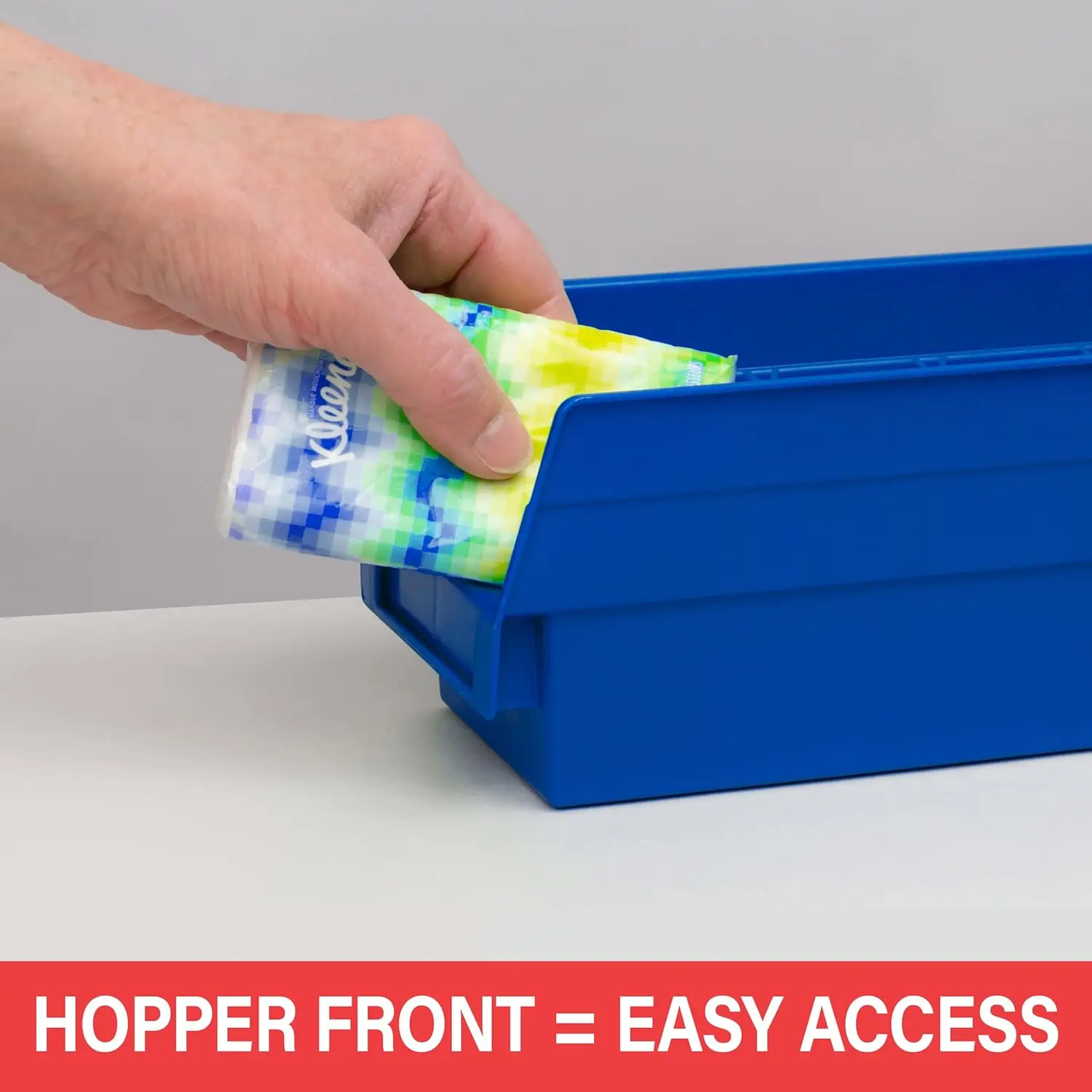 Caixas de Prateleira de Plástico Reforçado, 12x4x4 Polegadas, Azul, Pacote com 24 para Armazenamento em Garagem e Closet