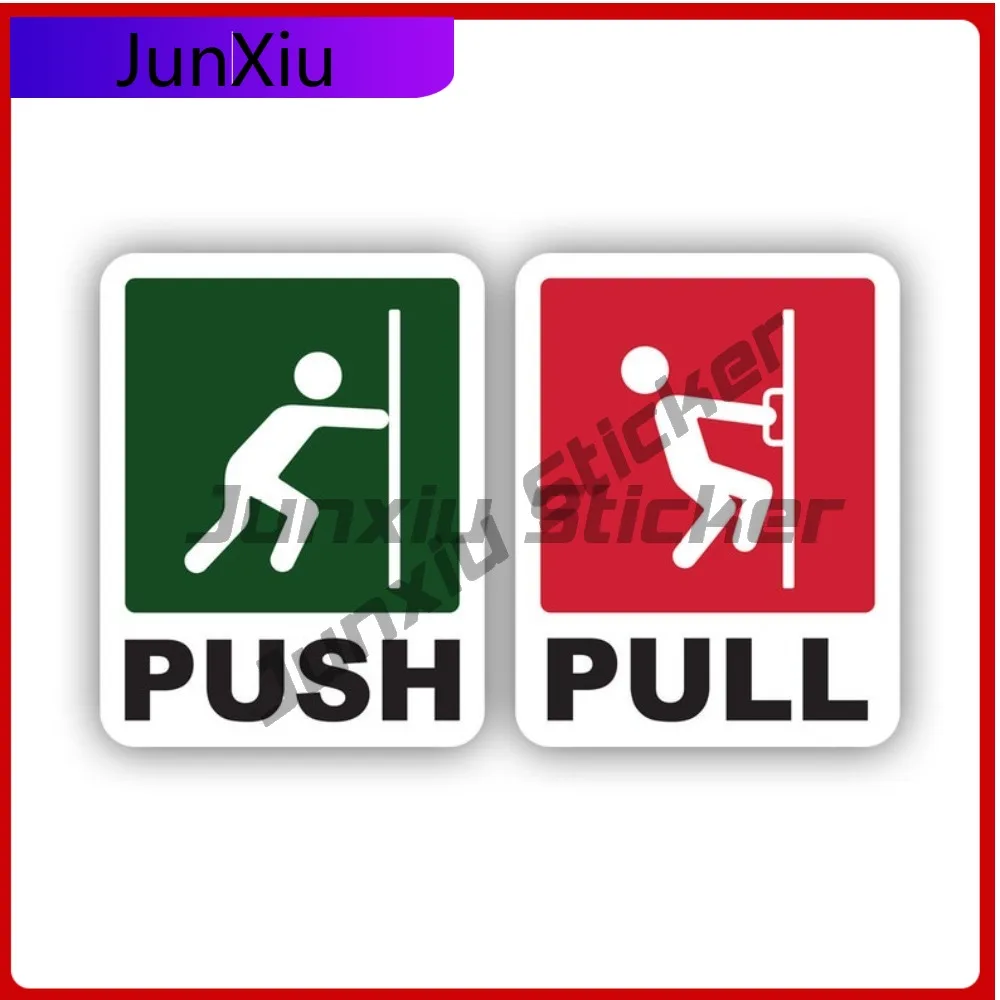 

Push Pull Door Weather Resistant Waterproof Anime Style For Bumper Car Body Car Window No Residue Removable Decor Cartoon