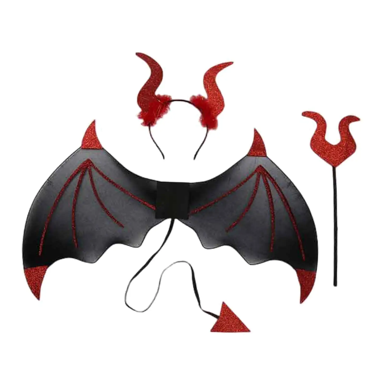 Halloween Devil Costume Set Men Women Kids Adults 3Pcs Devil Wing for Children's Day Role Playing Party Halloween Masquerade