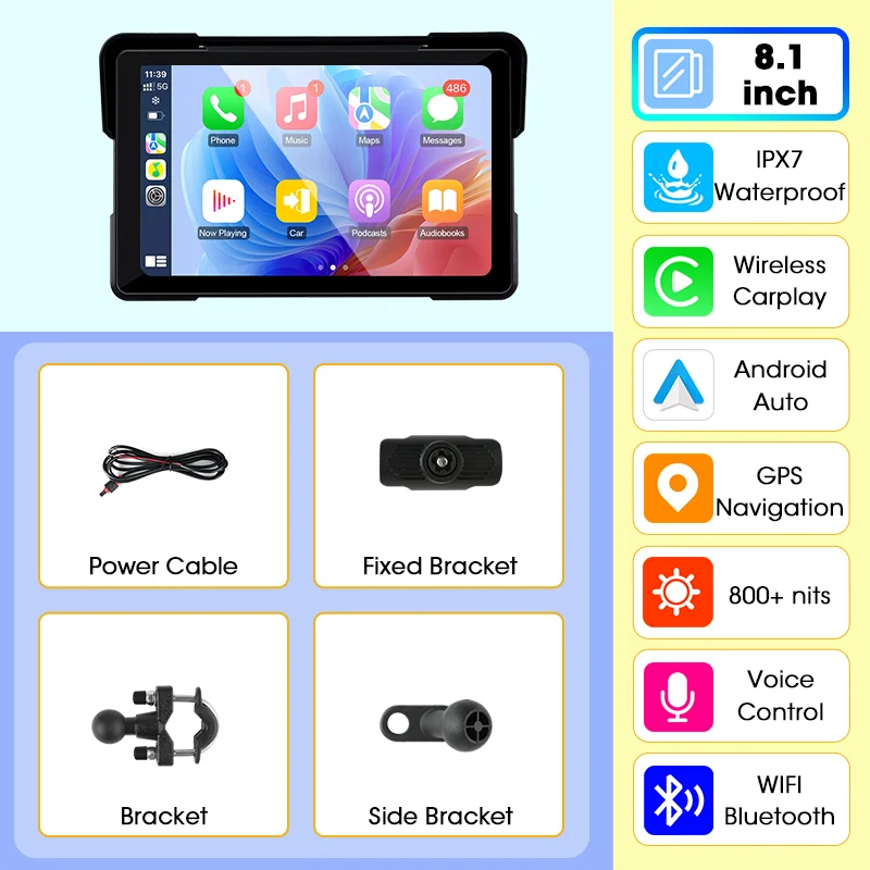 Jansite motorfiets scherm Carplay Moto navigatie draagbaar digitaal dashboard Motobike Android Auto waterdichte BT-monitor - afbeelding 1