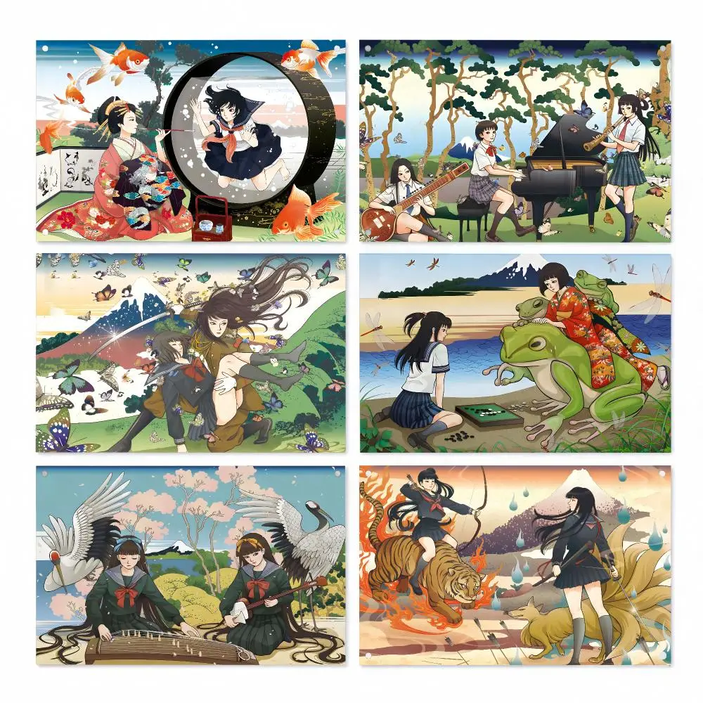 Ukiyo-e Style Rin Nadeshico Flags Personalized Image Wall Hanging Decor for Garage, Bedroom, Living Room, Dorm