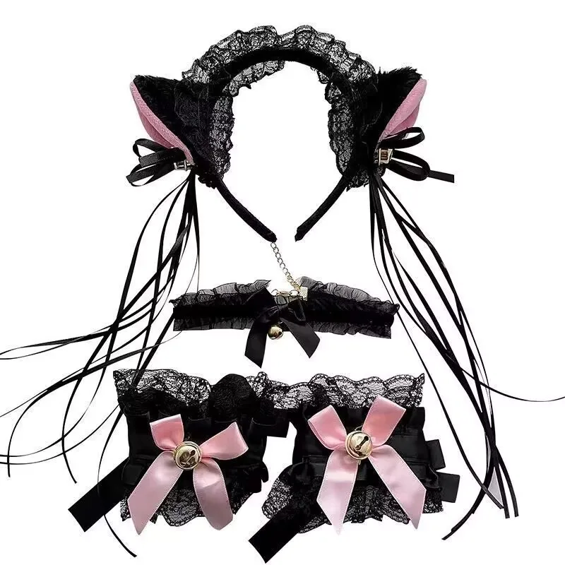 

Soft girl cat ears, bell headband, lolita cute cat girl, maid cosplay cat tassel headband