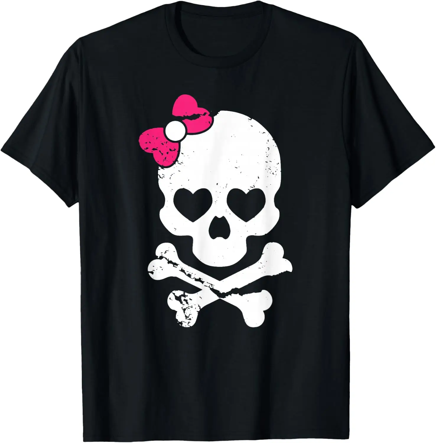 Cute Skull and Cross Bone Pink Bow Tie Women Girls Adorable Premium T-Shirt