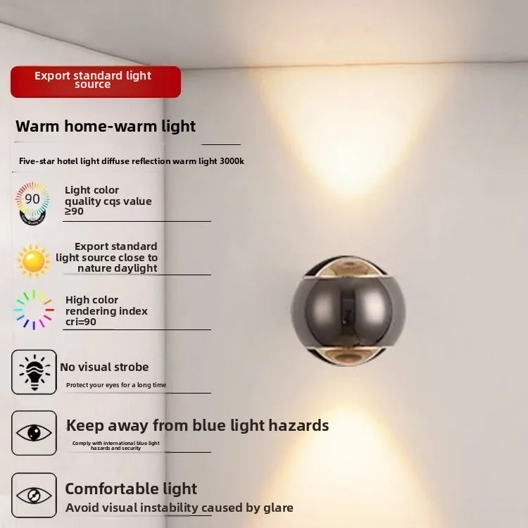 Italian Style Minimalist Aluminum Wall Lamp 360 Degree Rotating Bedside Light Modern Luxury