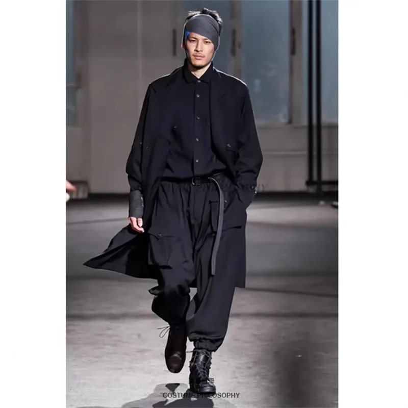 New 2025 Runway Loose Multi-Pocket Design Long-Sleeved Coat and Long Windbreaker. High-Quality S-6XL! Large-Sized Clothing.