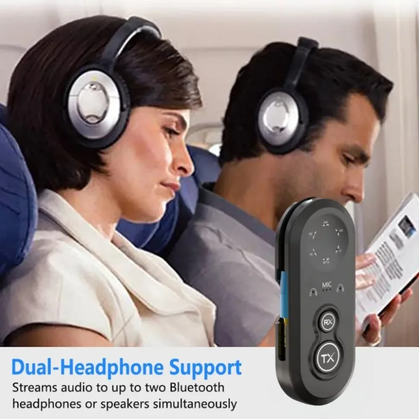 อะแดปเตอร์เสียงไร้สาย Bluetooth 5.4 แบบ Low Latency พร้อมช่องเสียบ AUX 3.5 มม. สำหรับทีวี เครื่องบิน รถยนต์ ลำโพง คอมพิวเตอร์ และหูฟัง