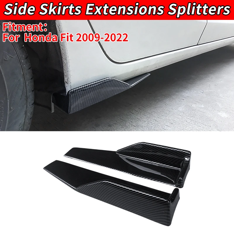 

For Honda Fit 2009-2022 Carbon Fiber Side Skirt Extension Car Rear Bumper Strip Lip ABS Spoiler Diffuser Anti Scratch Protector