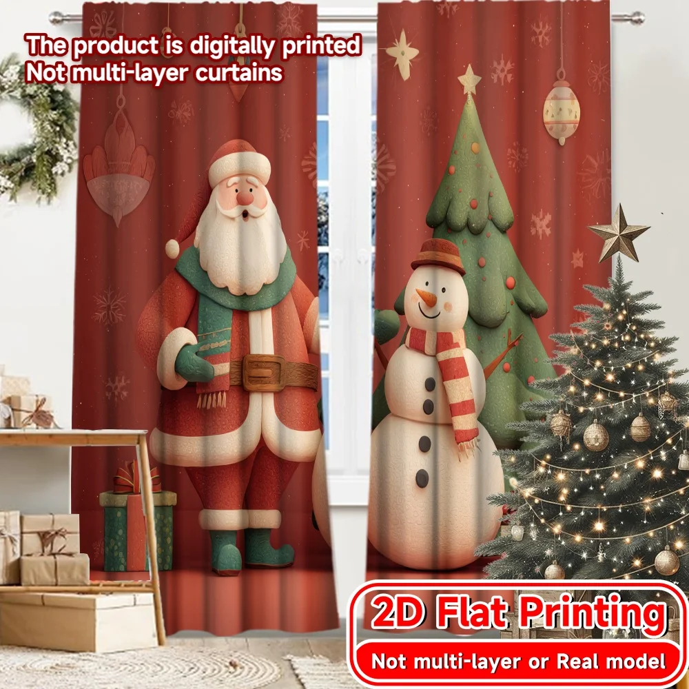 2D Flat Printing,2pcs Holiday Magic Minimalist Modern Curtains Versatile Polyester Curtains Art Deco Festive Perfect for Bedroom