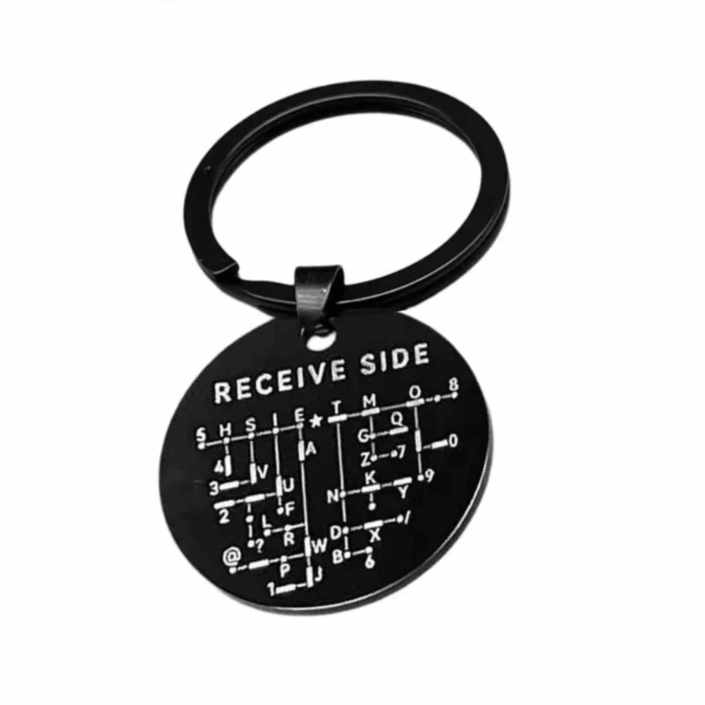 Stainless Steel Morse Code Keychain Black Silver Round Tag Design Code Chart Keychain Rectangle Tag Design Morse Code Chart