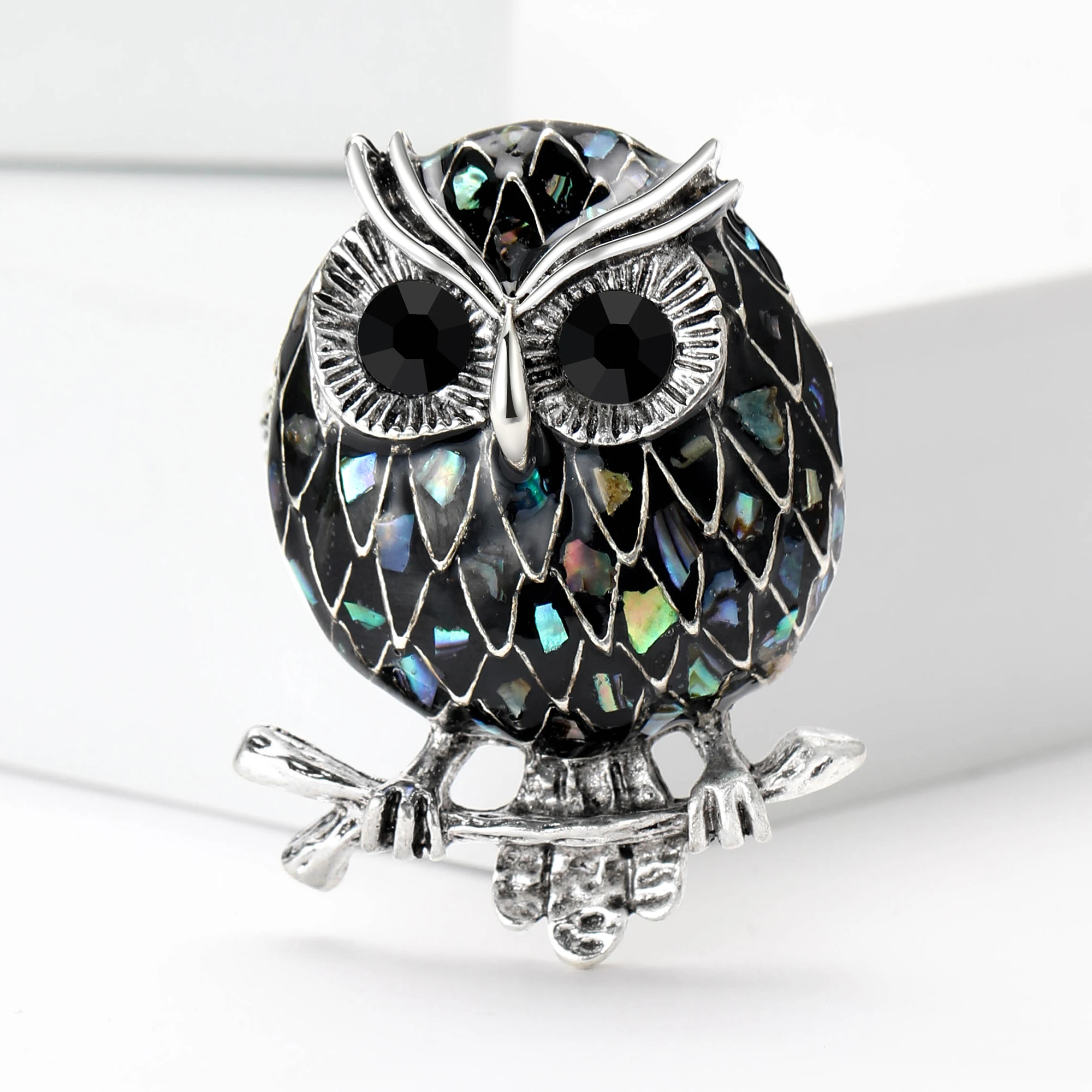 Broches de búho de concha esmaltada para mujer, alfileres de pájaro Unisex, decoración para mochila de fiesta y evento, accesorios de ropa