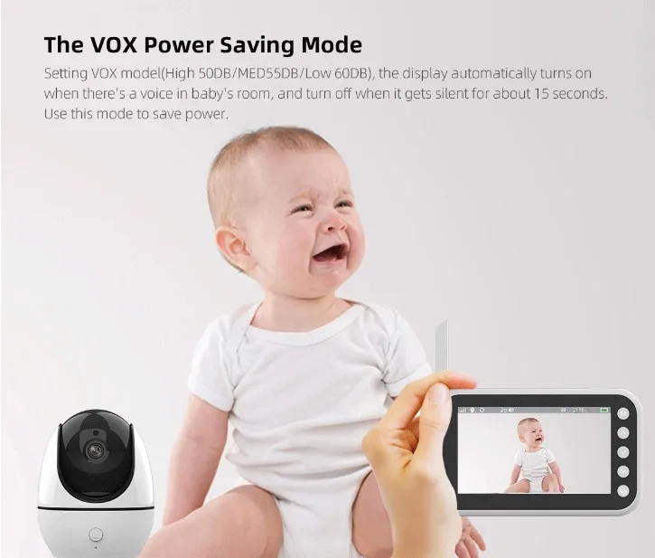 NEW Monitor Baby Camera 4.5 inch LCD PTZ Rotation IR Night Vision 2 way Audio Temperature Sensor 8 Lullabies VOX Feeding ABM200