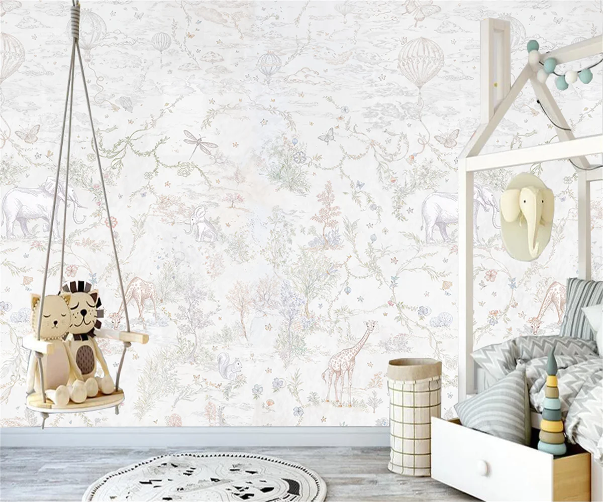 Custom Wallpaper Rainforest Plants and Animals Elephant Giraffe Lion Tiger Background Walls Mural Home Decoration 3D Wallpaper