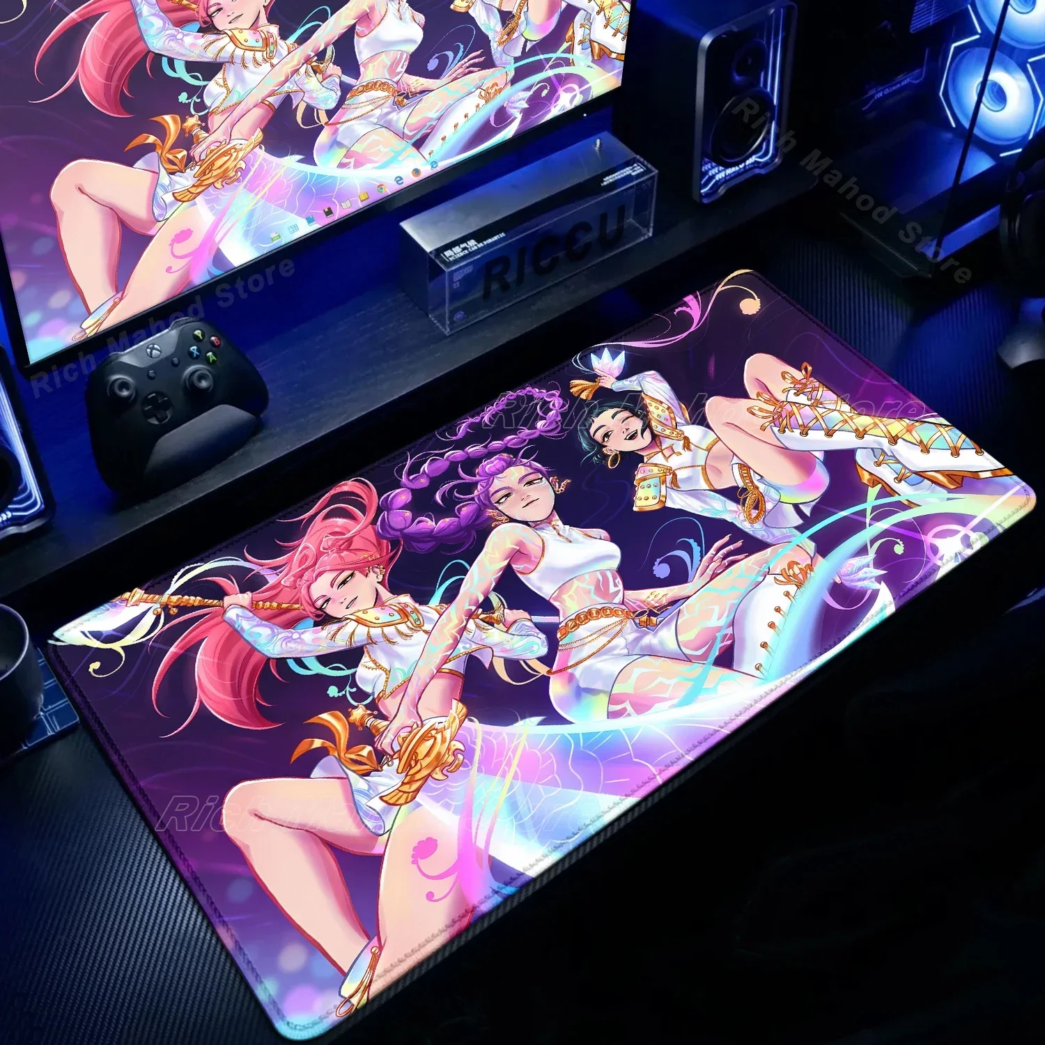 KPop D-Demon H-Hunters Mauspad, rutschfestes Gaming-Mauspad, Schreibtischzubehör, große Gamer-Tastatur, Schreibtischunterlage, Büro, Gummi-Mauspad