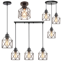 Industrial Retro Loft Metal Pendant Light Vintage Hanging Lamp Shade for Home Living Room Kitchen Metal Cage Ceiling Lighting
