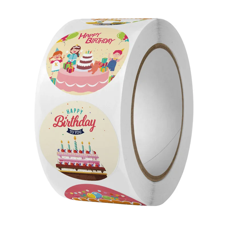 Happy BirthdayChildren’s stickers Rewards self-adhesive roll party gifts  DIY Student face make-up labels Tags 50PCS