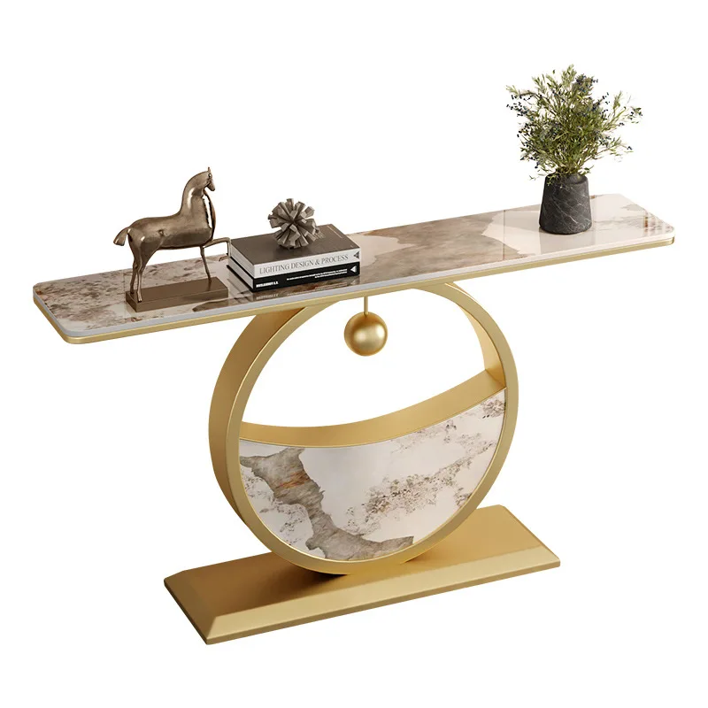 

Italian rock slab entrance table hotel villa home decoration creative end view table simple, light luxury design