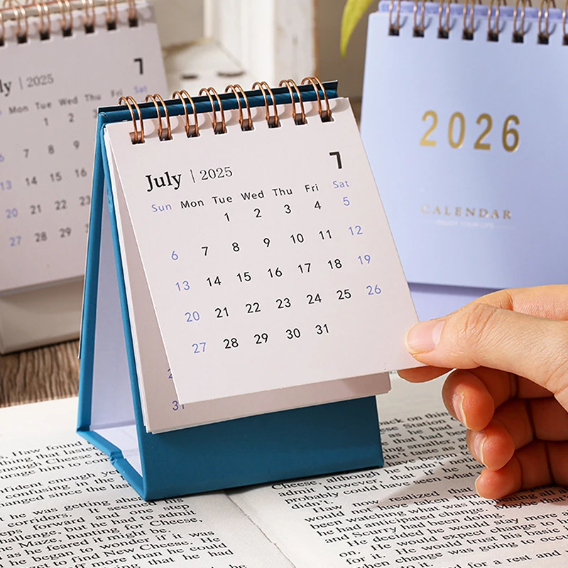 2026 Einfacher Kalender, kleiner Tischkalender, kreativer Spulenkalender, Planer, Desktop-Dekoration, Büromaterial