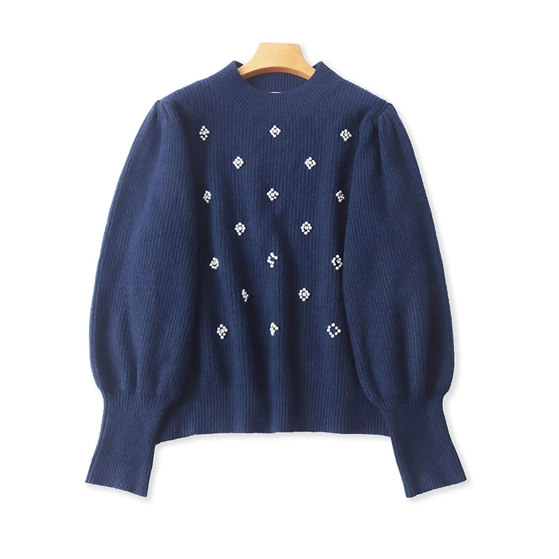 

Осенне-зимний женский свитер круглый, свободный для похудения Bubble Sve, дизайн с высокой талией, теплый, милый, вязаный, из полиэстера, Нью-Йорк...