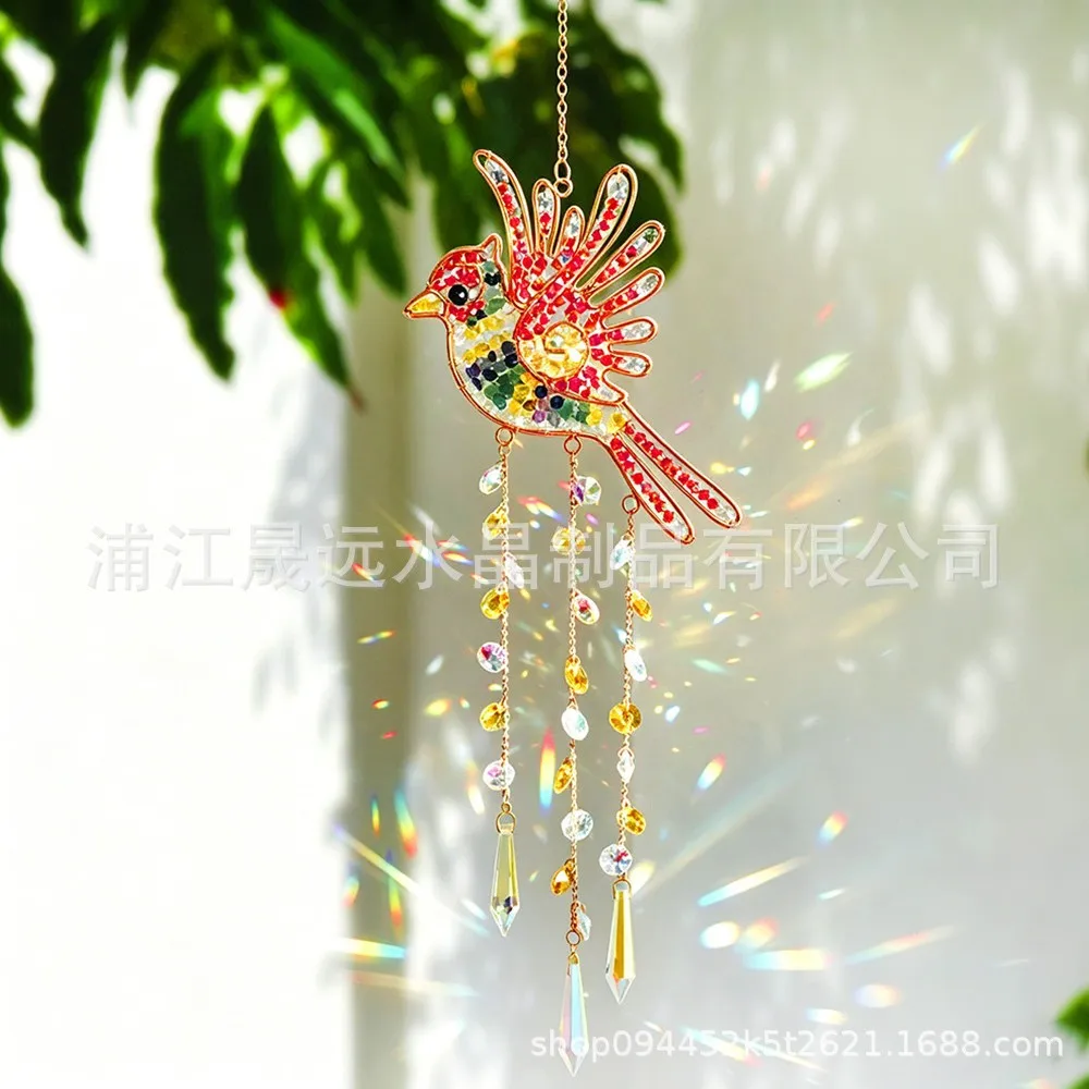 

WW Hand Woven Red Bird Natural Crystal Home Hanging Ornaments