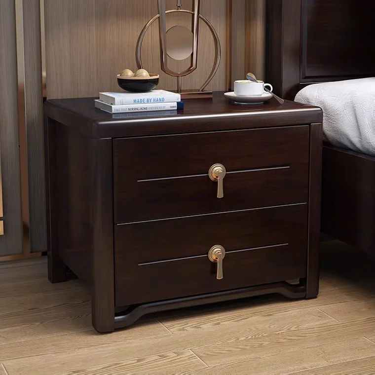 Modern simple installation-free ebony walnut bedroom bedside storage cabinet