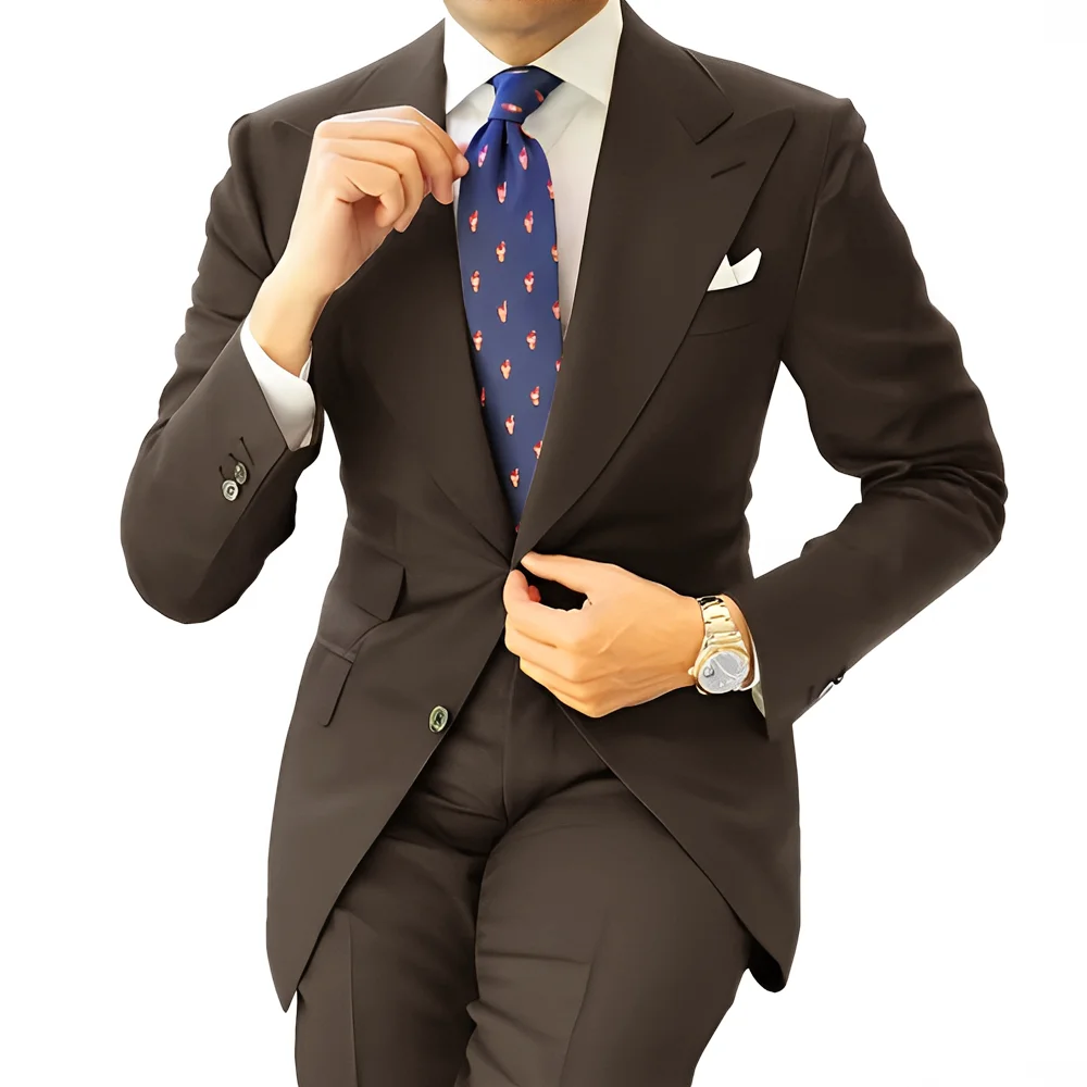 Formal Men's Suit Office Long Work Clothes Groom Tuxedo Jacket Pants XS-5XL Tailored Suit Dark Gray Blazer