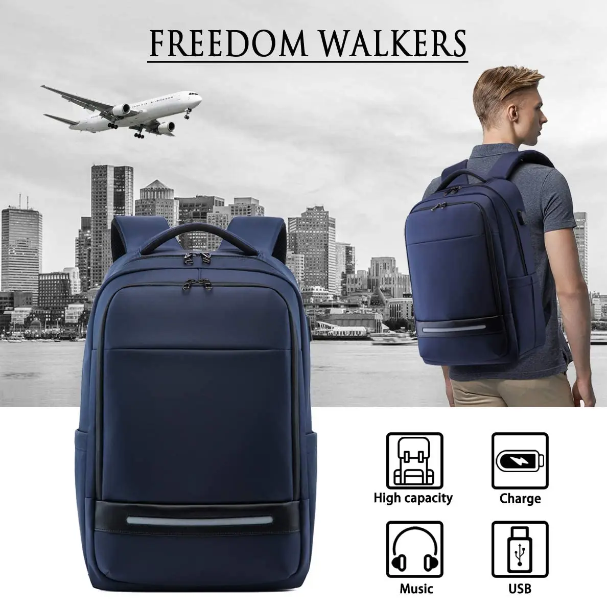 17 Polegada Mochila Laptop de Negócios para homens, Mochila Impermeável de Viagem Grande para a Escola Carry on Book bag Com Porta De Carregamento USB