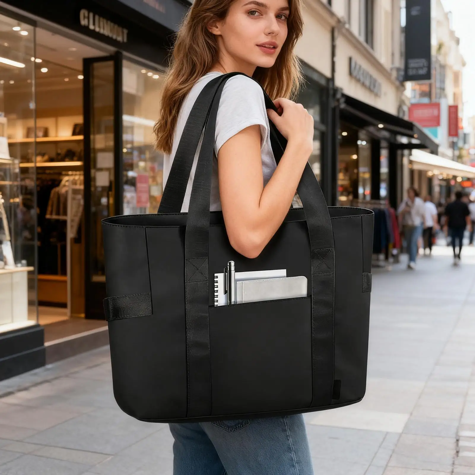 

Laptop Tote Bag For Women Work Computer Tote School Purse With Compartments For Women Nurse Travel Daily Beach Work School