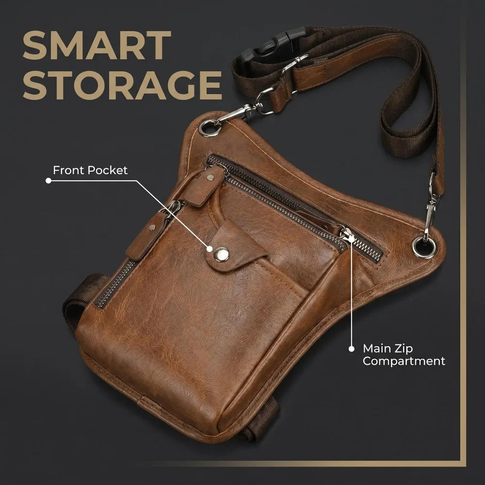 Vintage PU Leather Waist Pack Drop Leg Bag Men Women Belt Hip Bag Multifunction Motorcycle Bicycle Outdoor Hiking Camping Bag view 2
