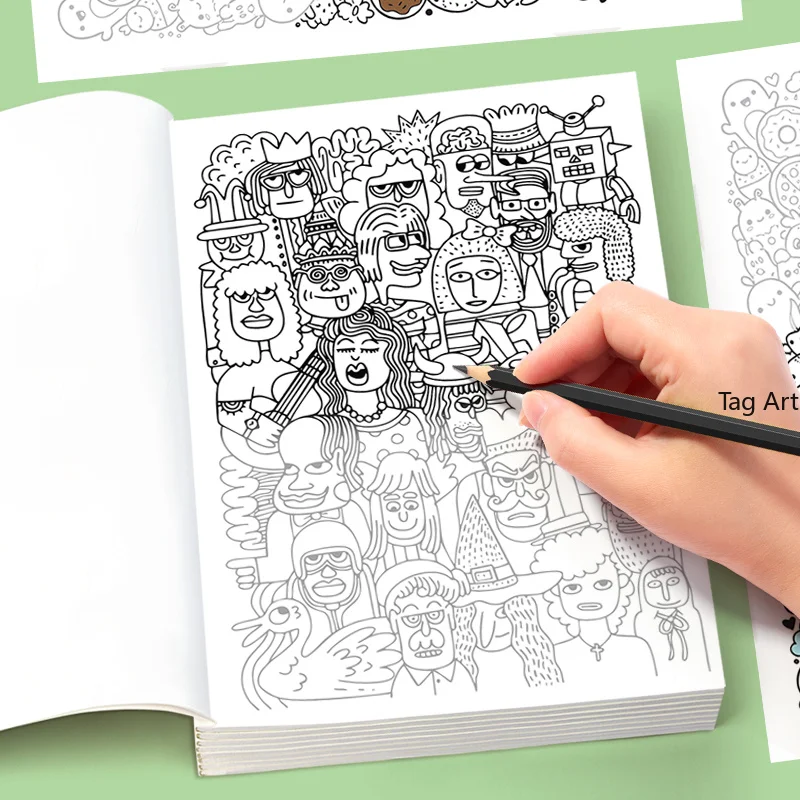 A Casual and Relaxing Adult Graffiti Hand Drawn Book, A Line Drawing Copy Drawing Book, 8.27x5.51 Inch, 24 Pages, Suit As Gift