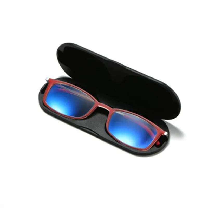 Anti-Blaulicht-Lesebrille mit dünnem quadratischem Rahmen, rechteckig, Tr90-Lesebrille, dünnes Brillenetui, zusammenklappbare Presbyopie-Brille + 1 1,5 2 2,5 – Detail 3