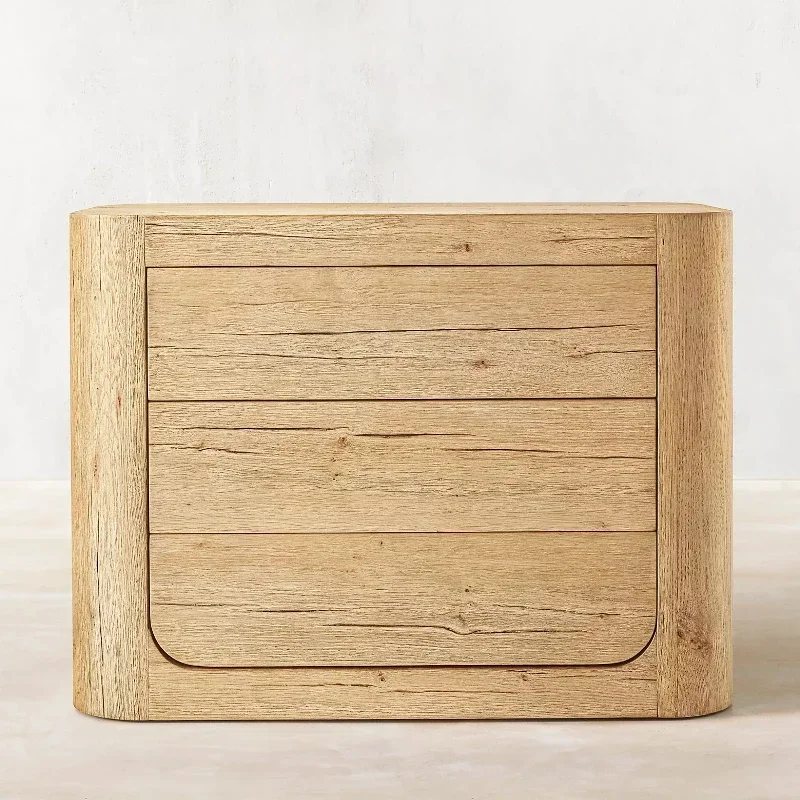 

Contemporary Bedroom Furniture Solid Wood Oak Veneer Wooden Closed Bedside Table Nightstand