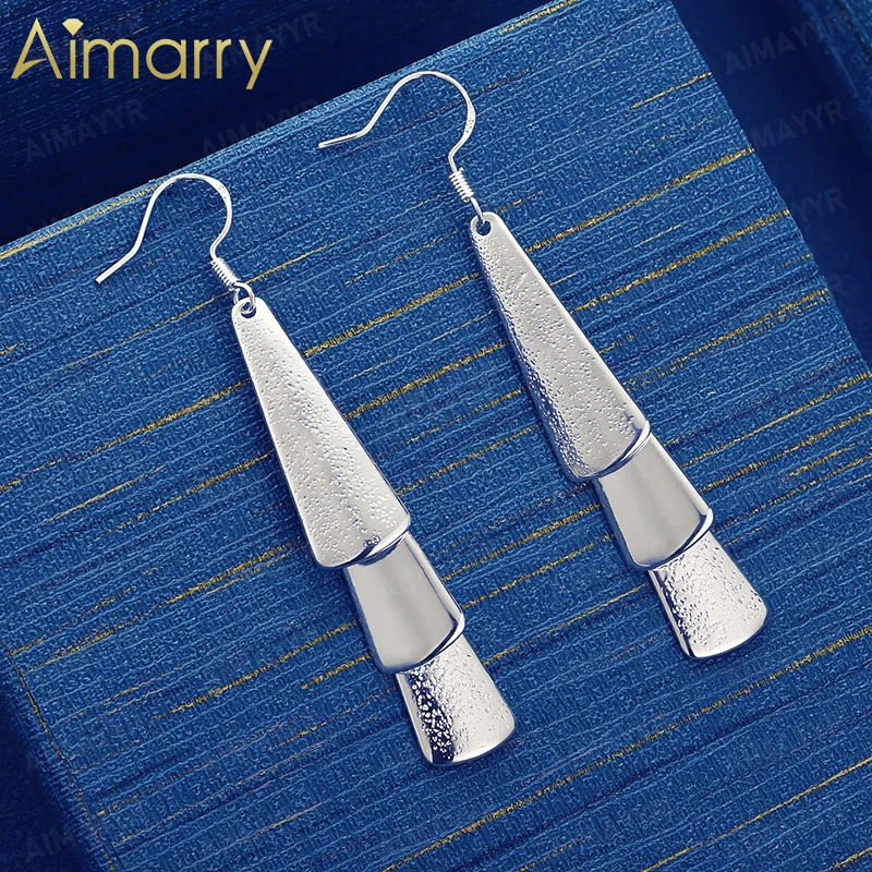925 Sterling Silver Mixed and Spliced Triangular Earrings for Women's Parties Banquets Weddings High-quality Fashion Jewelry