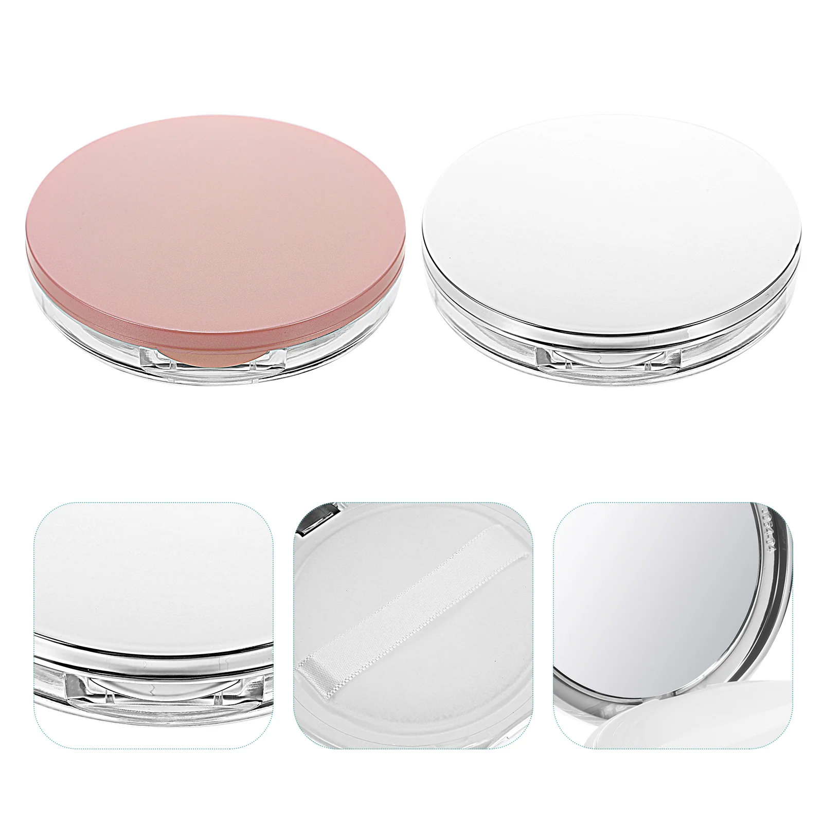 

2pcs Plastic Empty Makeup Loose Powder Container Foundation Box with 2pcs Puffs Loose Powder Case Portable Powder Case