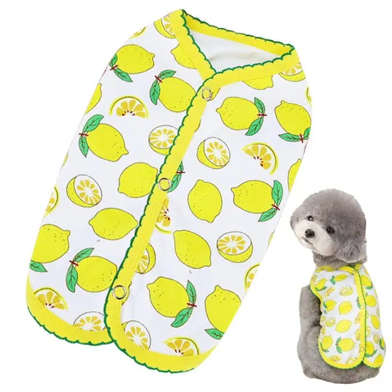 Summer Dog Clothes Soft Sleeveless Dog Apparel with Strawberry Pattern Comfortable Pet Shirts with Snap on Back Fashionable Dail