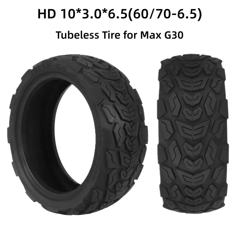 

10 Inch 10*3.0-6.5 Off-road Tubeless Tire Anti Slip 60/70-6.5 Durable Thickened Tyre for Max G30 E Scooter Tire Replacement