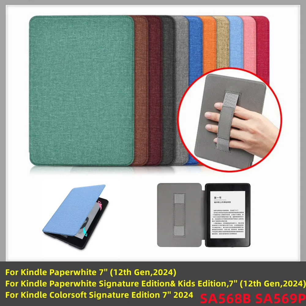 

Case for Kindle Paperwhite 2024 Signature Edition 12th Generation Colorsoft 7 Inch SA569P SA568B Magnetic Case HandStrap Cover