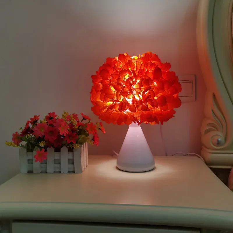 Simulation Flower Table Lamp Romantic Bedroom Ornament Lamp Valentine's Day Gift Wedding Decoration