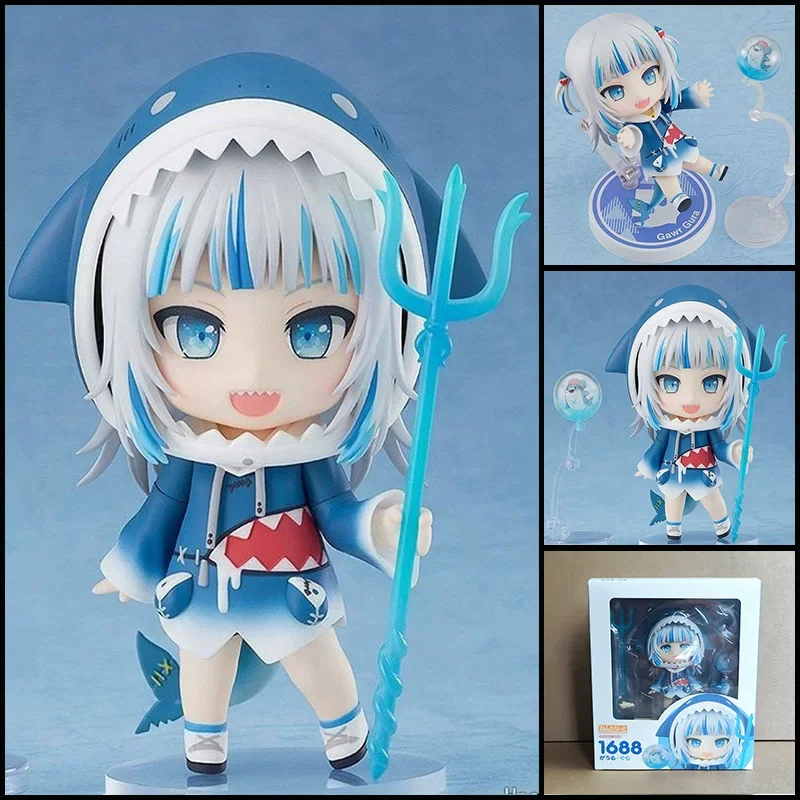 Q Version Nendoroid 1688 Gawr Gura Shark Action Figure Swap Face Movable Joints Collectible Anime Model Toy Ornament Doll Gift view 2