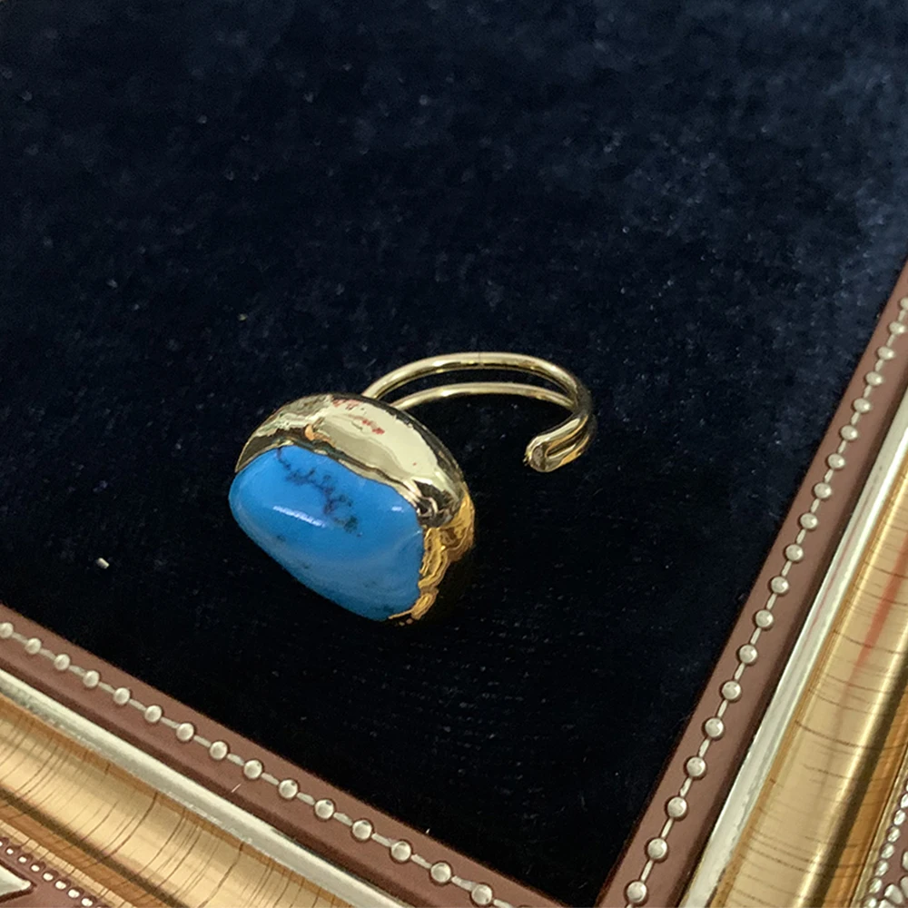 

Trendy personality Irregular Natural Tiger Stone 18K gold rings for women‘s girl party gift jewlry wholesale