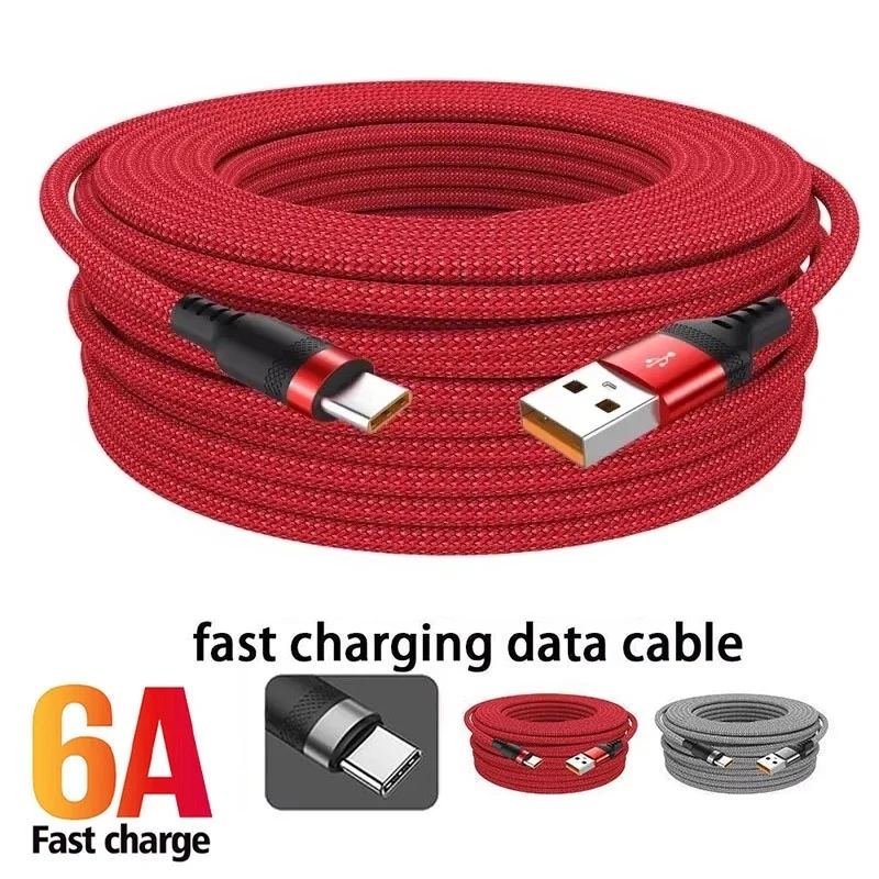 

1m 1.5m 2m 3m 5m 8m 6A USB TYPE C Fast Charge Cable Braided Extended Data Transmission Cable For iPhone Huawei Vivo OPPO Realme